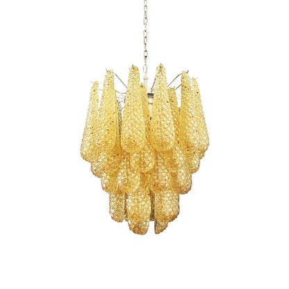 Vintage Murano Amber Glass Petals Chandelier - Nuvé