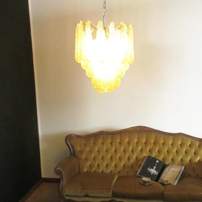 Vintage Murano Amber Glass Petals Chandelier - Nuvé