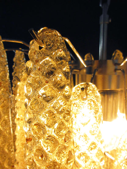 Vintage Murano Amber Glass Petals Chandelier - Nuvé