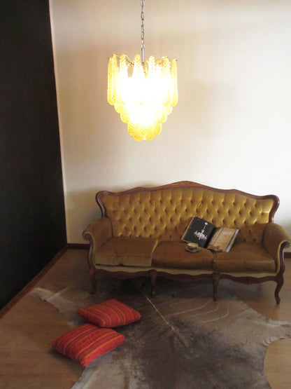 Vintage Murano Amber Glass Petals Chandelier - Nuvé