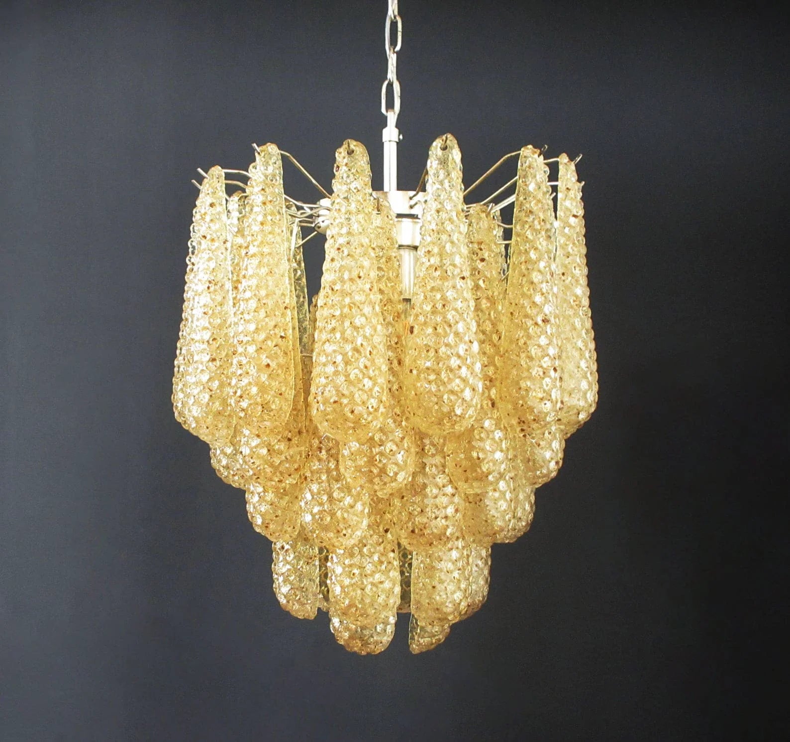 Vintage Murano Amber Glass Petals Chandelier - Nuvé