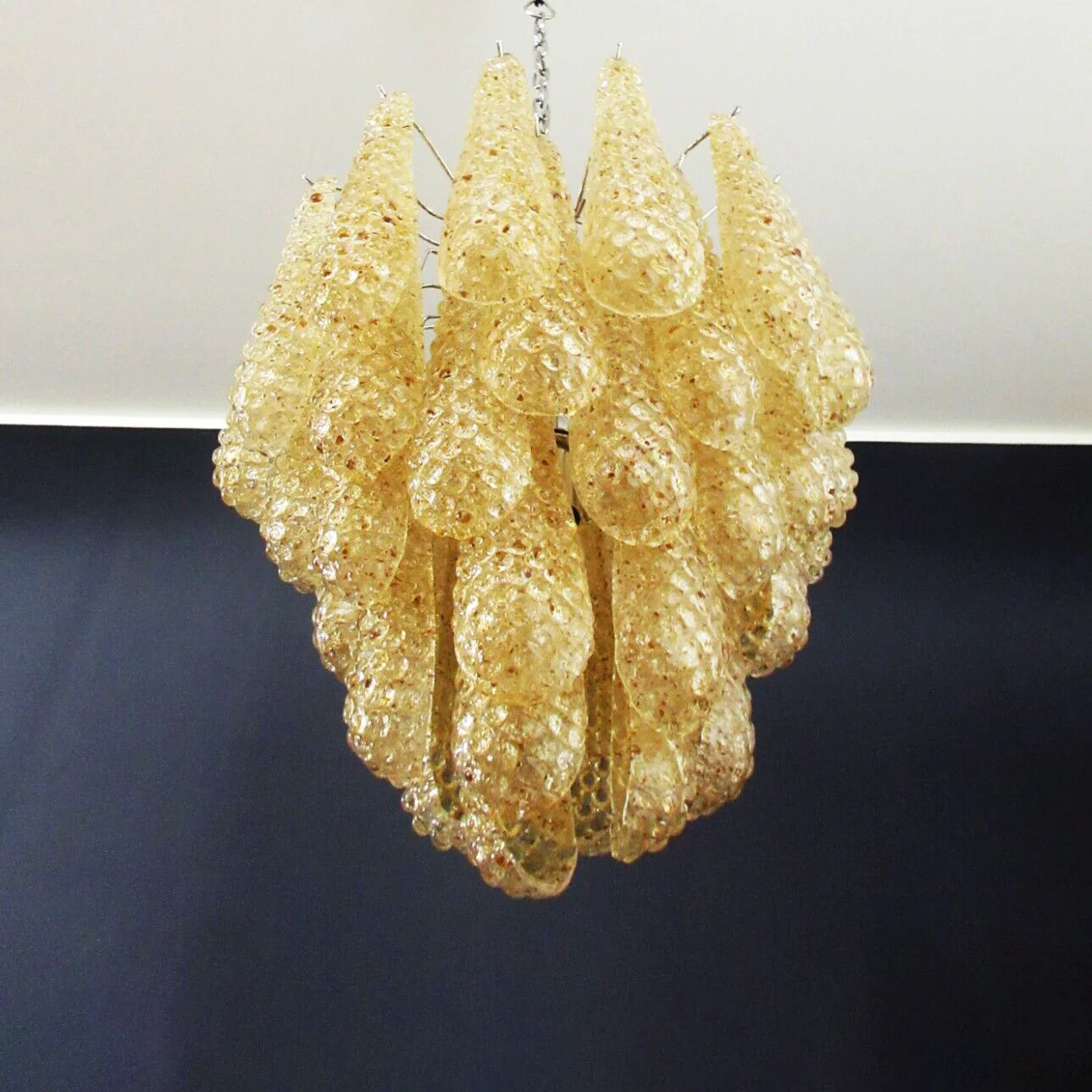 Vintage Murano Amber Glass Petals Chandelier - Nuvé