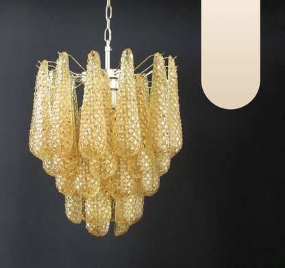 Vintage Murano Amber Glass Petals Chandelier - Nuvé