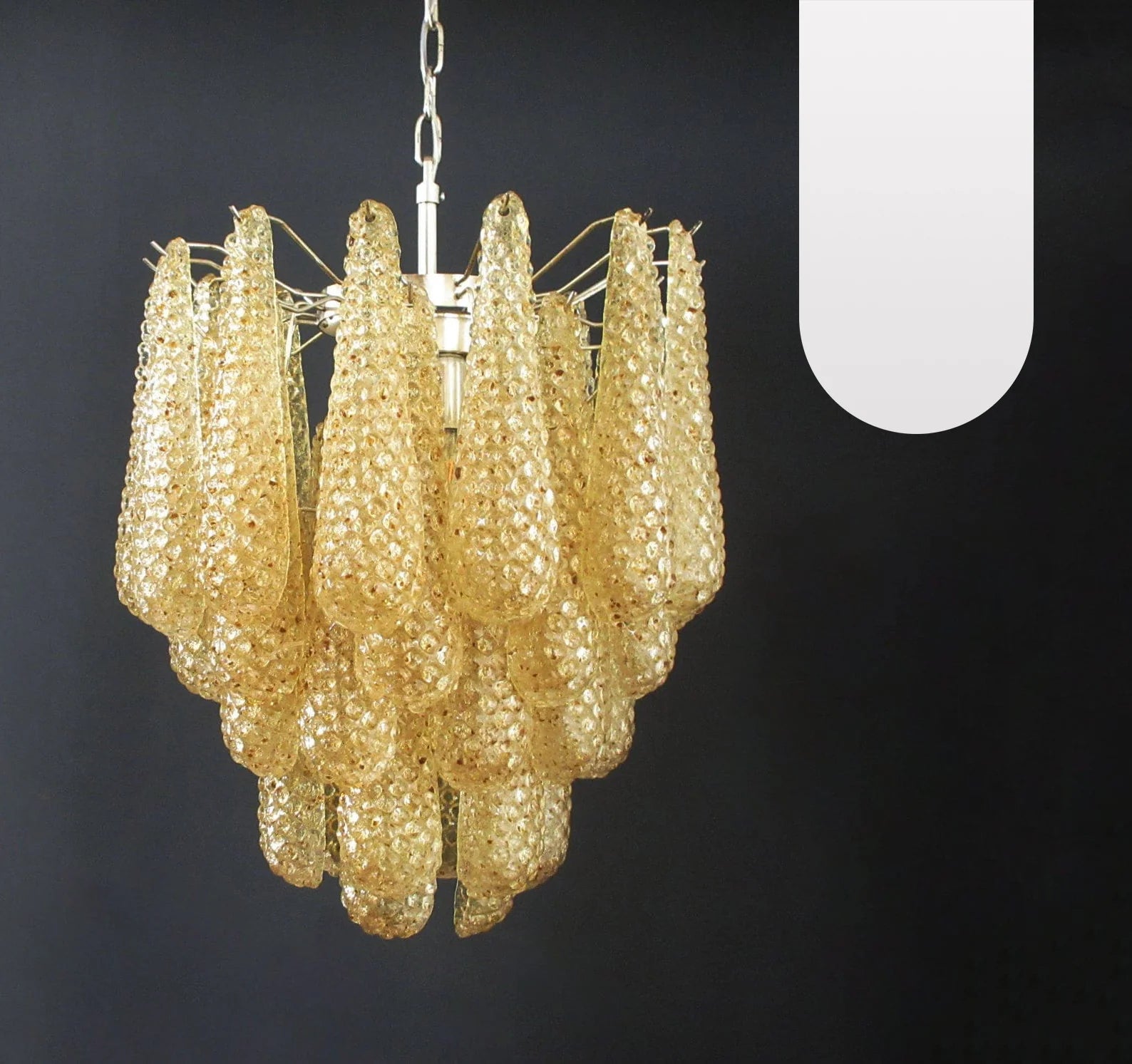 Vintage Murano Amber Glass Petals Chandelier - Nuvé