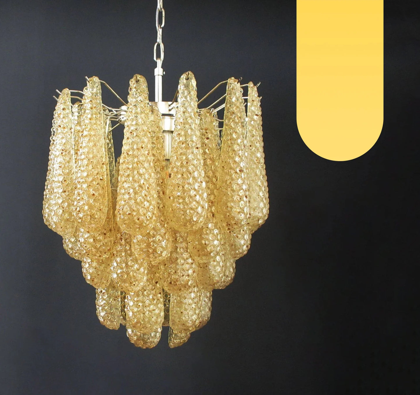 Vintage Murano Amber Glass Petals Chandelier - Nuvé