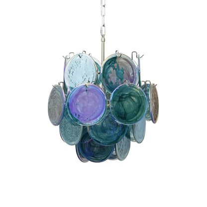 Vintage Murano Blue Glass Disks Chandelier - Nuvé