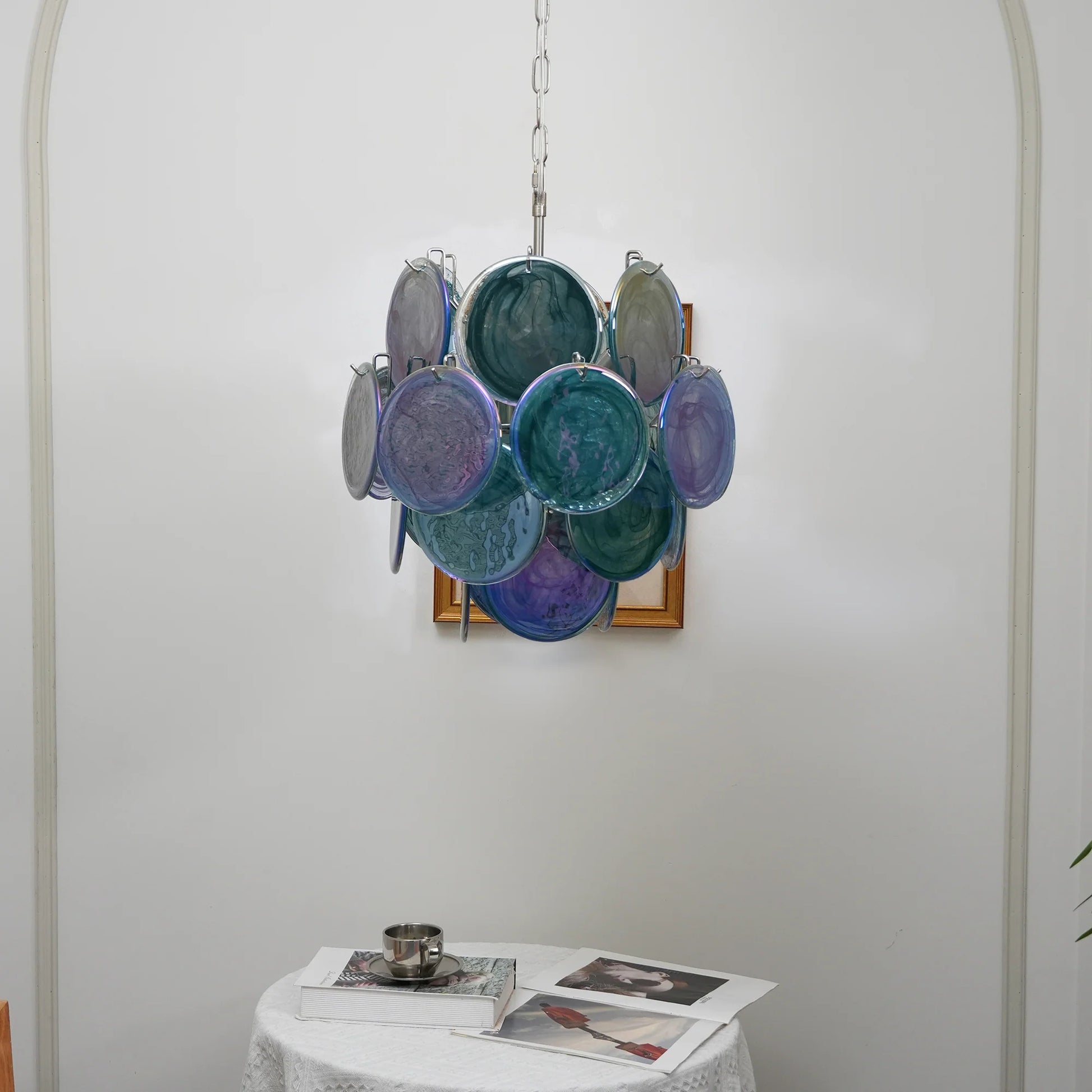 Vintage Murano Blue Glass Disks Chandelier - Nuvé