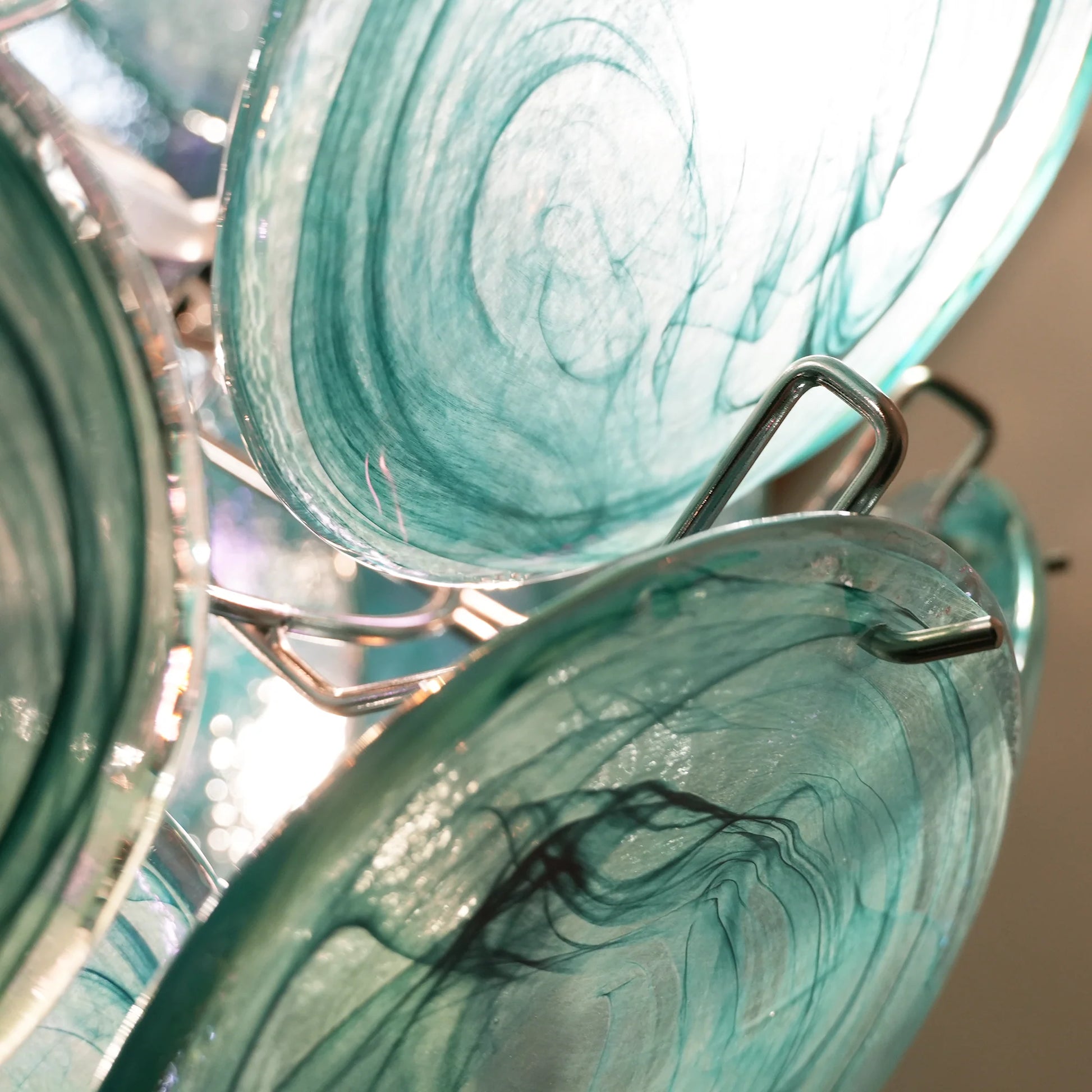 Vintage Murano Blue Glass Disks Chandelier - Nuvé