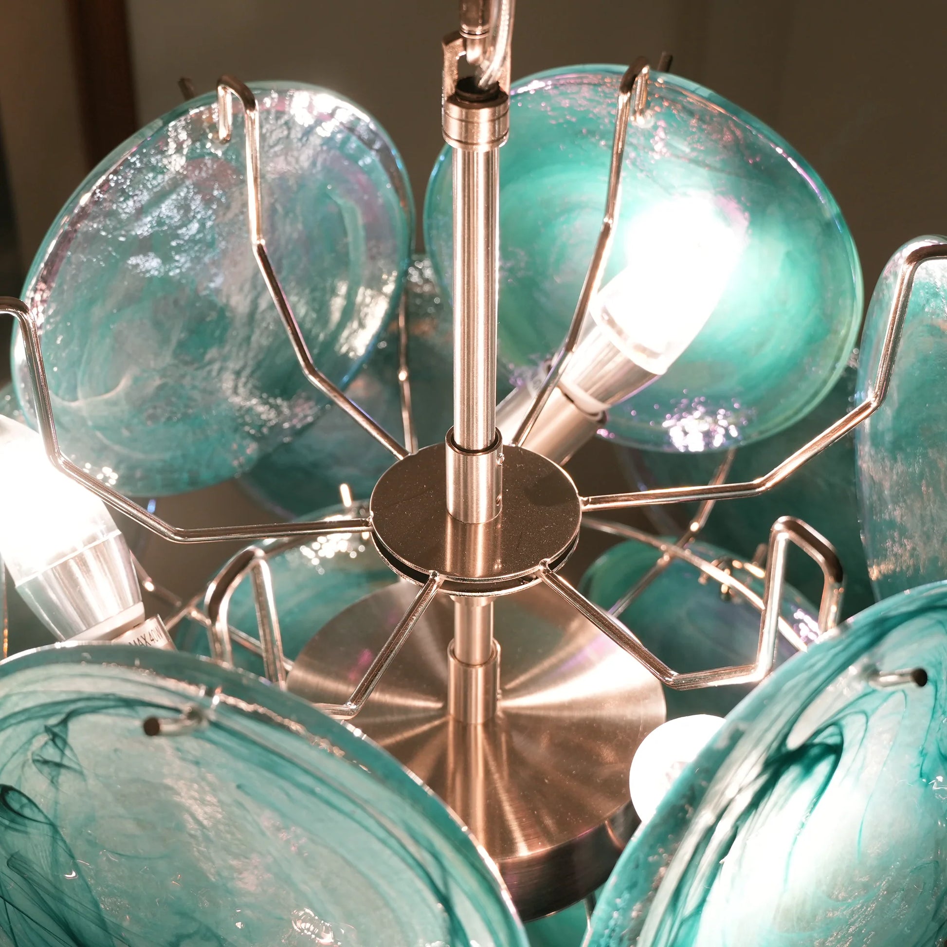 Vintage Murano Blue Glass Disks Chandelier - Nuvé