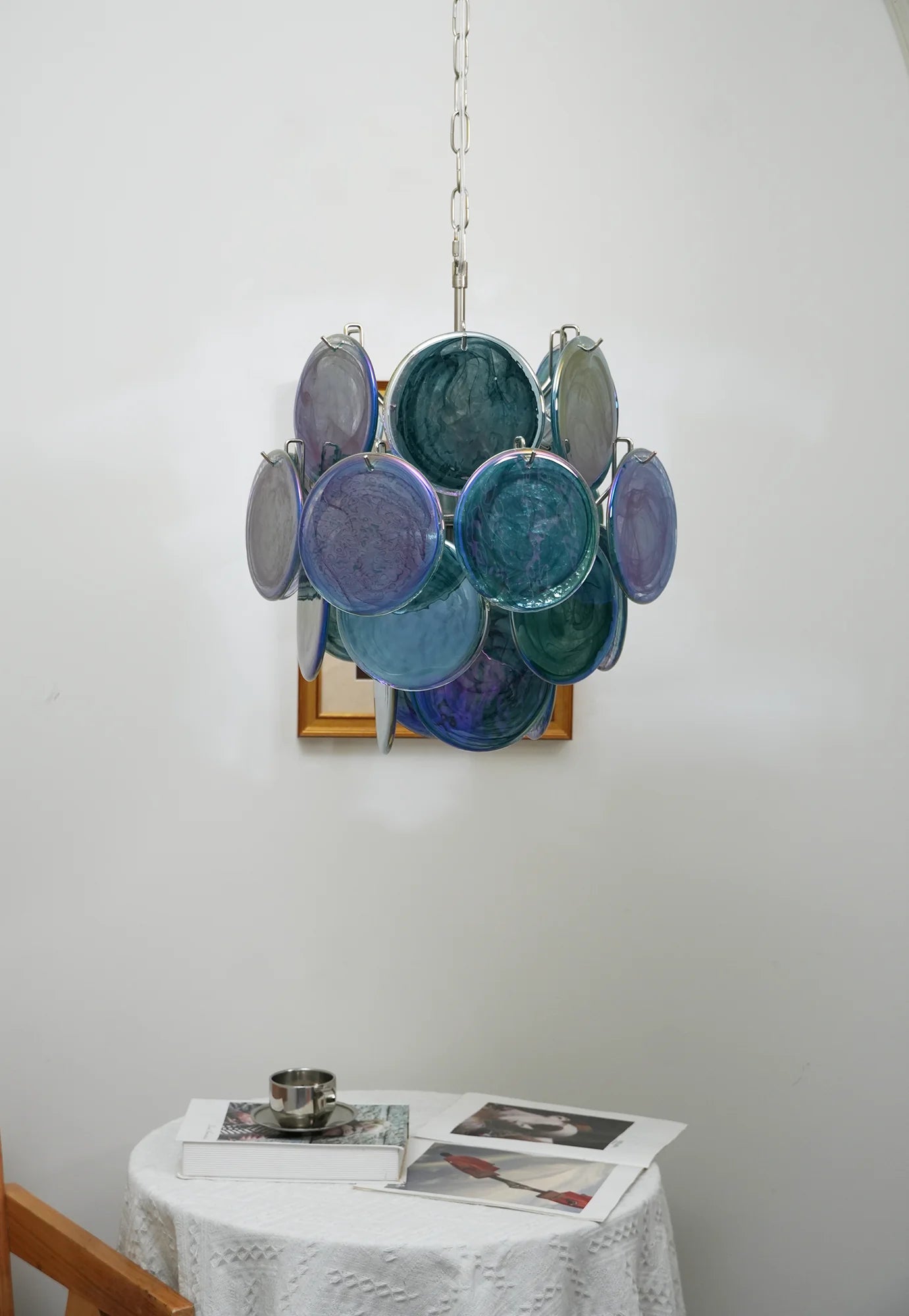 Vintage Murano Blue Glass Disks Chandelier - Nuvé