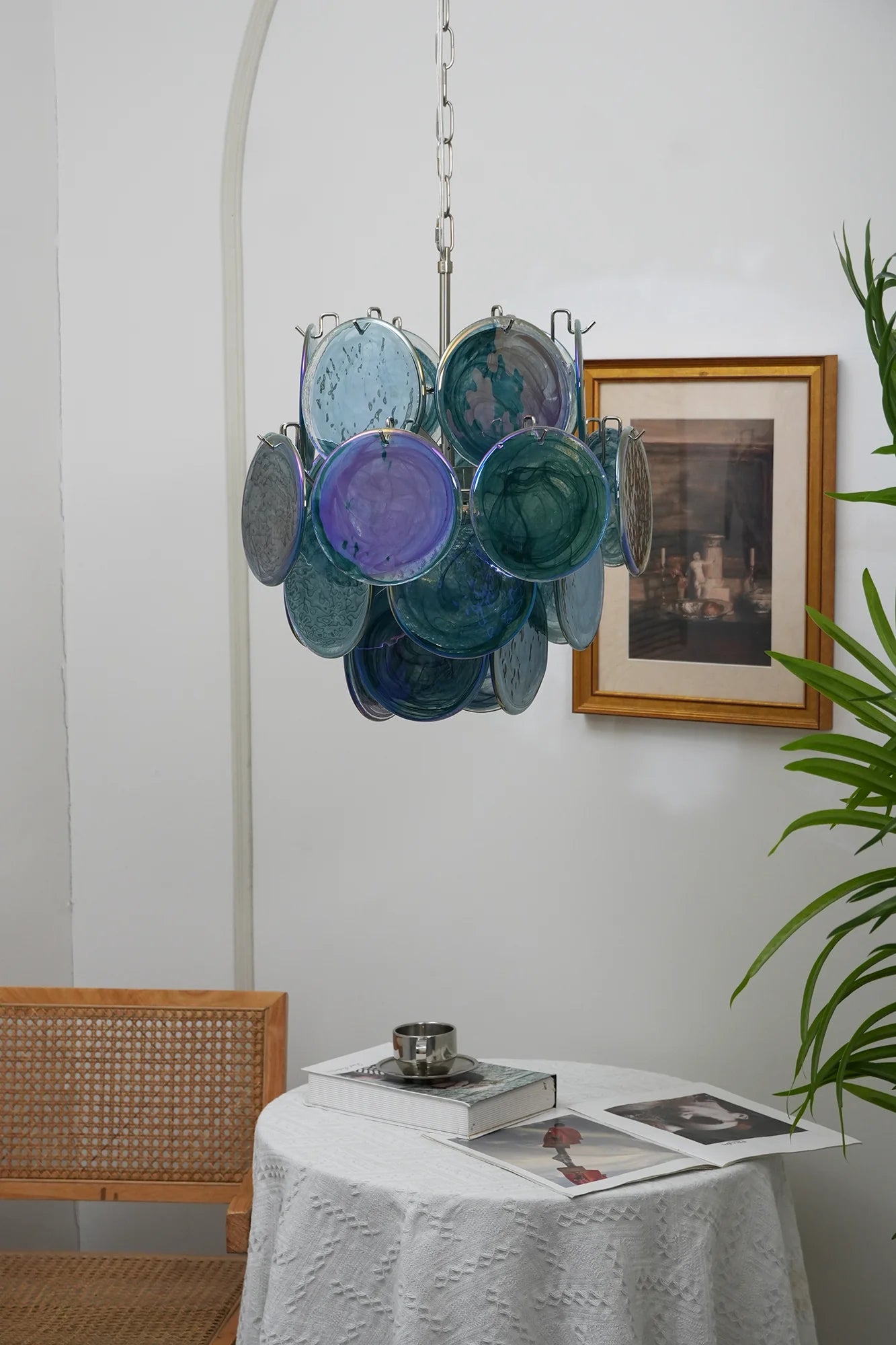 Vintage Murano Blue Glass Disks Chandelier - Nuvé
