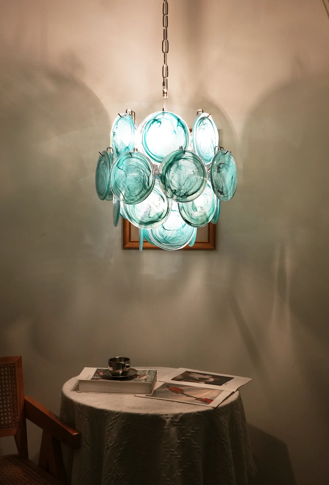 Vintage Murano Blue Glass Disks Chandelier - Nuvé