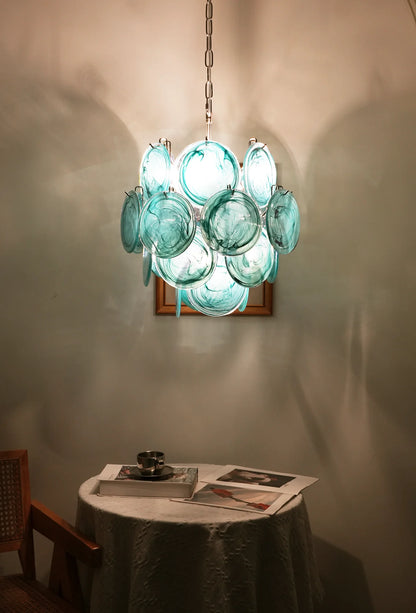 Vintage Murano Blue Glass Disks Chandelier - Nuvé