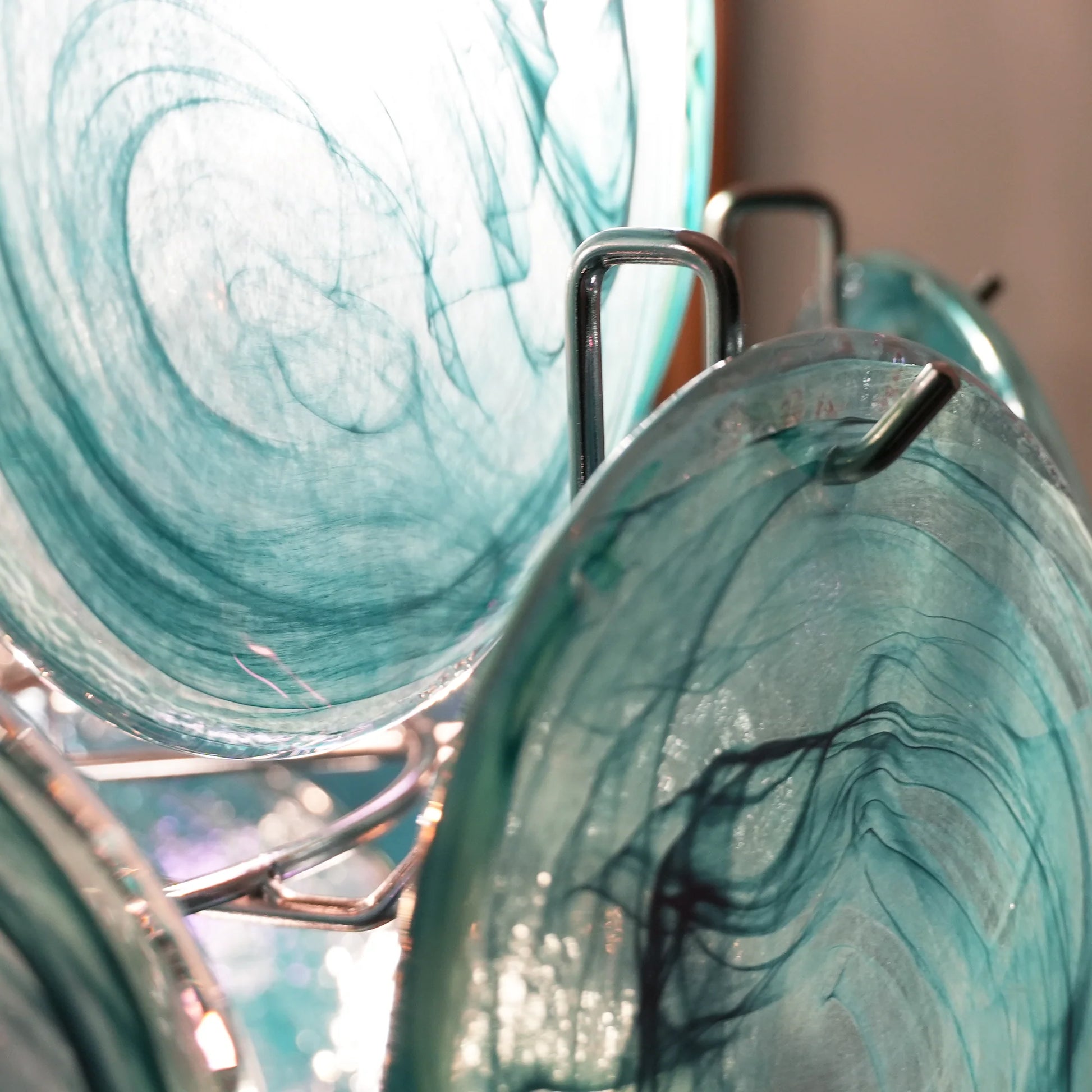 Vintage Murano Blue Glass Disks Chandelier - Nuvé
