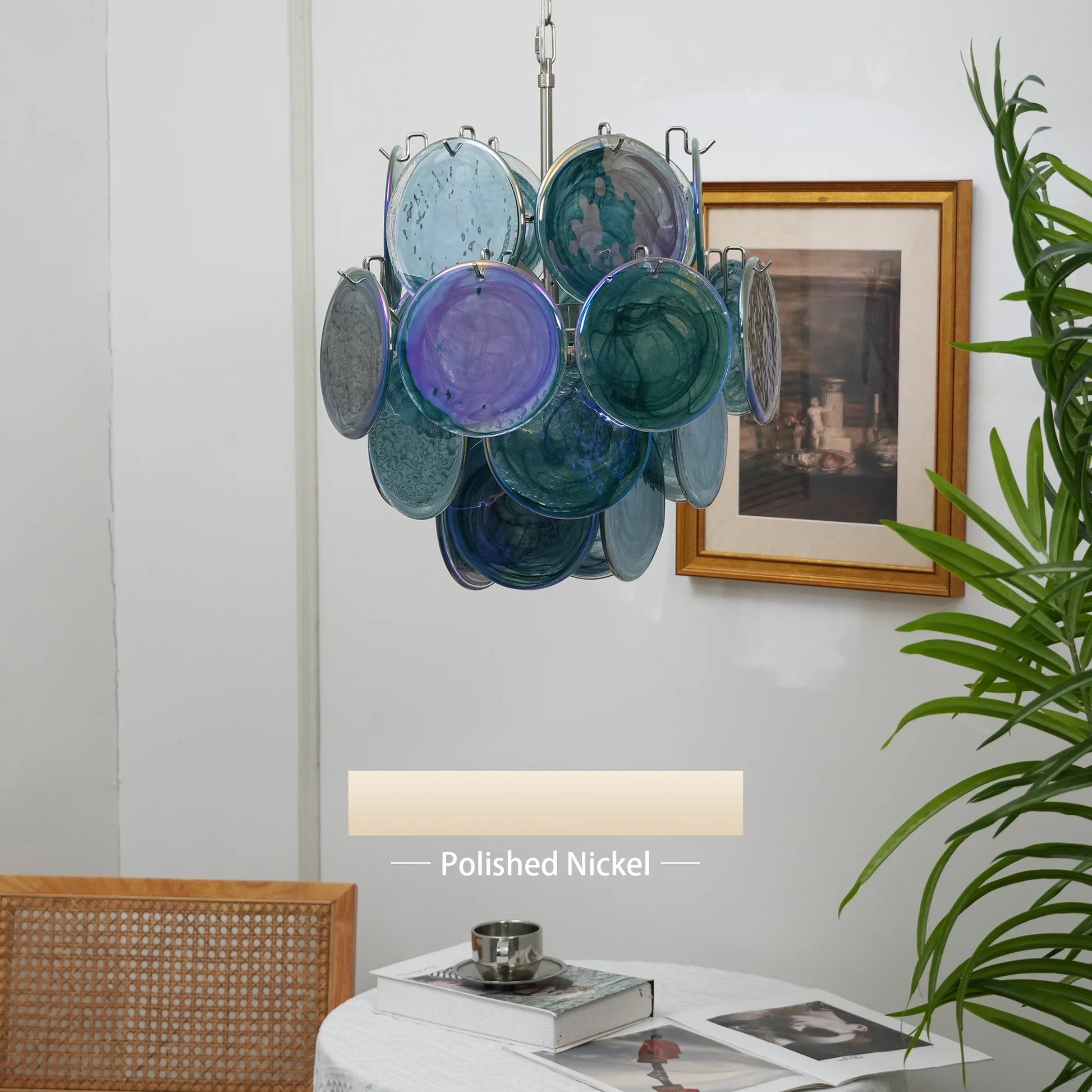 Vintage Murano Blue Glass Disks Chandelier - Nuvé