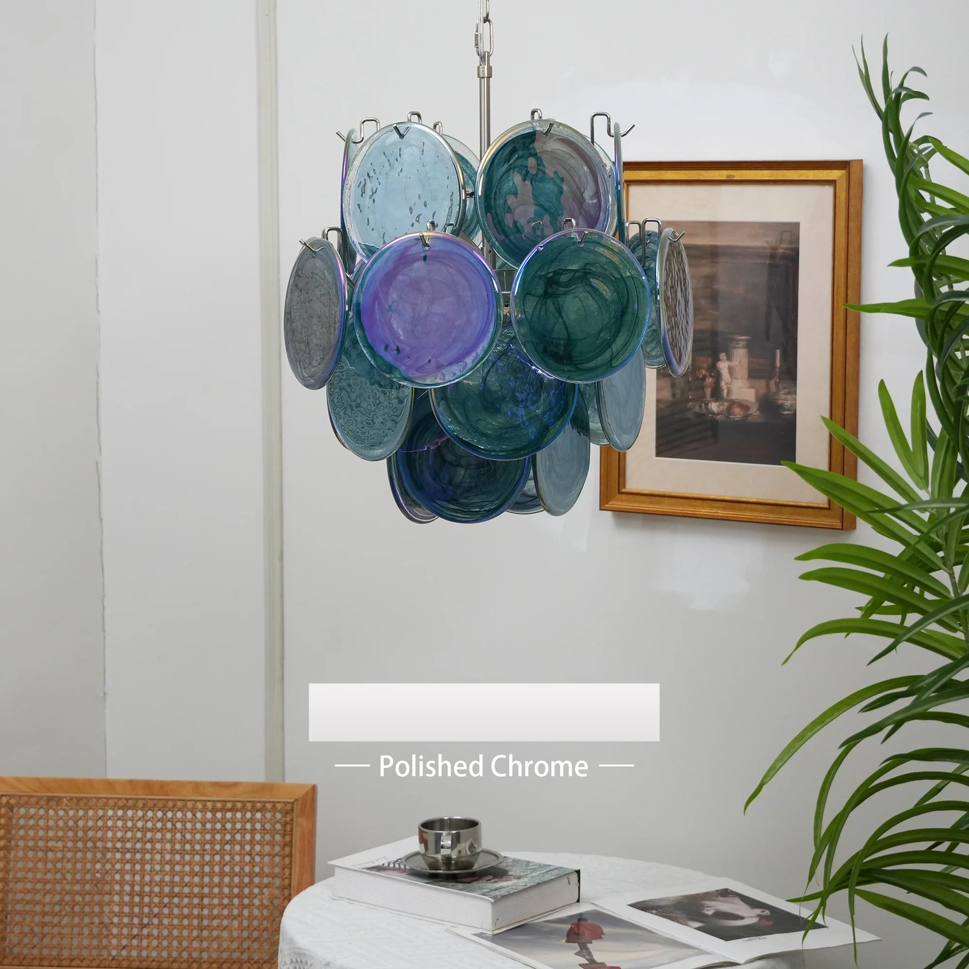 Vintage Murano Blue Glass Disks Chandelier - Nuvé