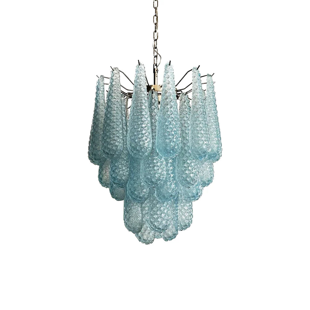 Vintage Murano Blue Glass Petals Chandelier - Nuvé