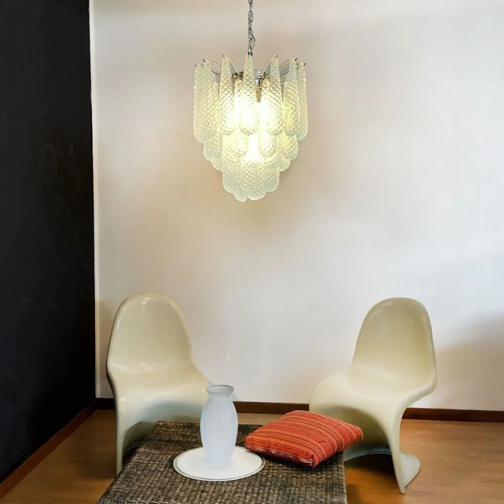 Vintage Murano Blue Glass Petals Chandelier