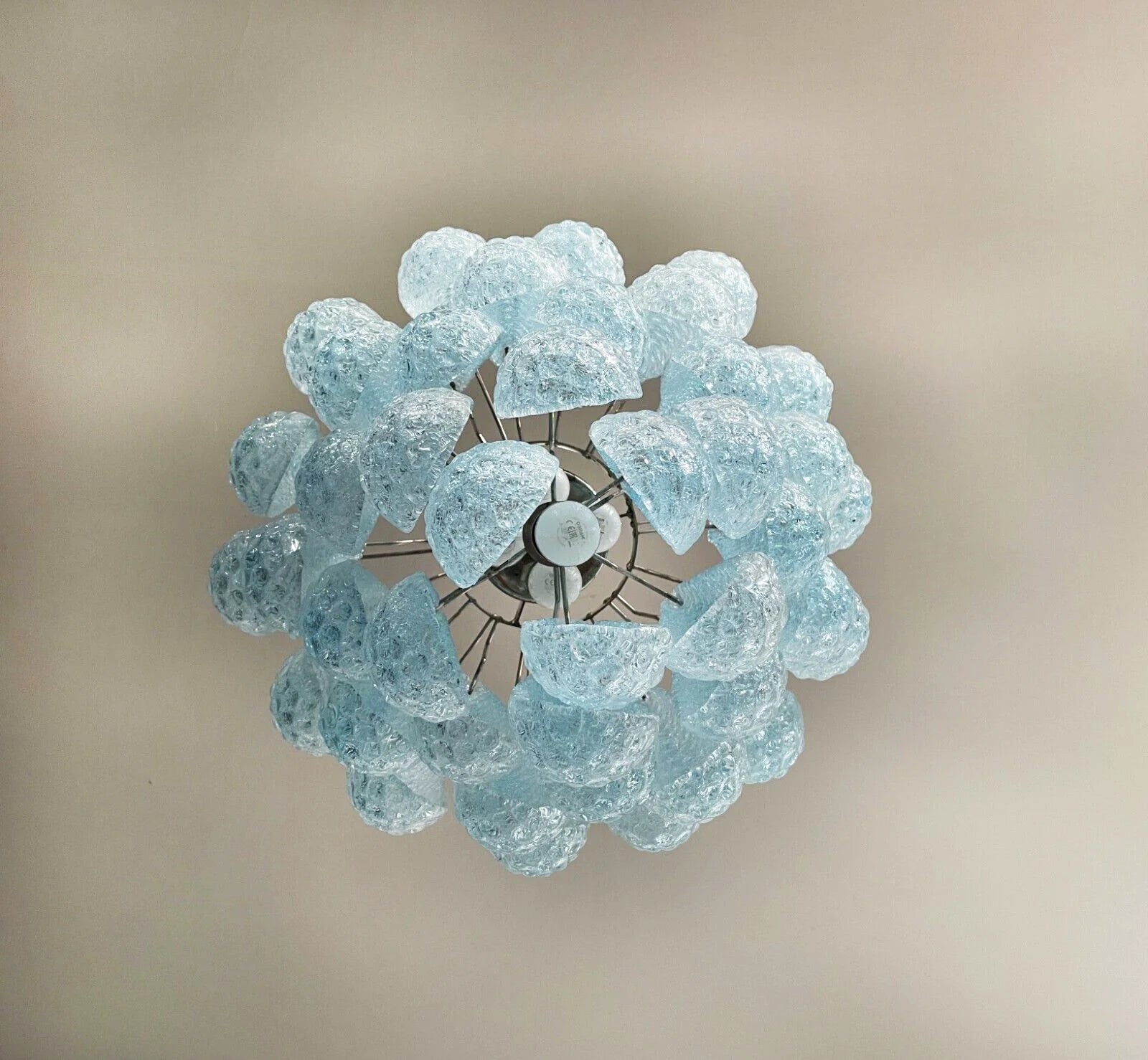 Vintage Murano Blue Glass Petals Chandelier - Nuvé