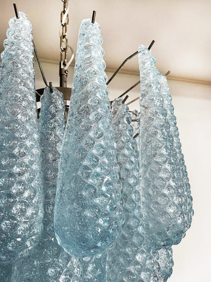Vintage Murano Blue Glass Petals Chandelier - Nuvé