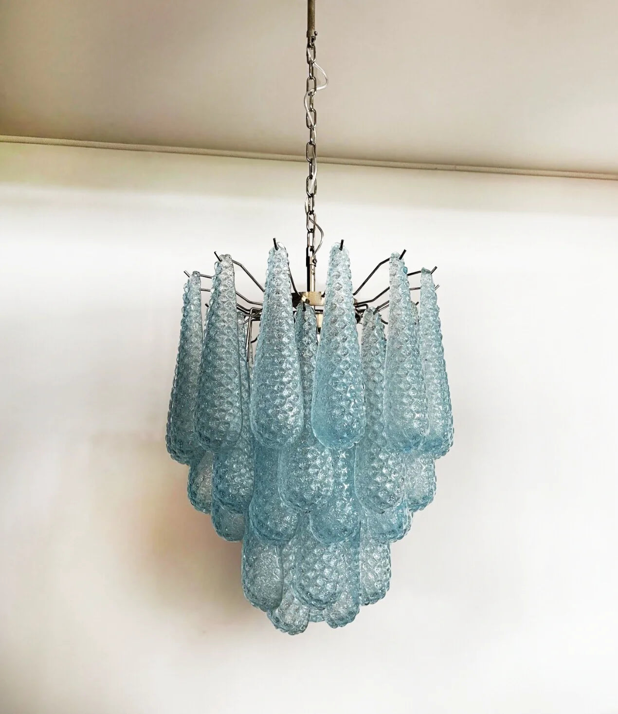 Vintage Murano Blue Glass Petals Chandelier - Nuvé