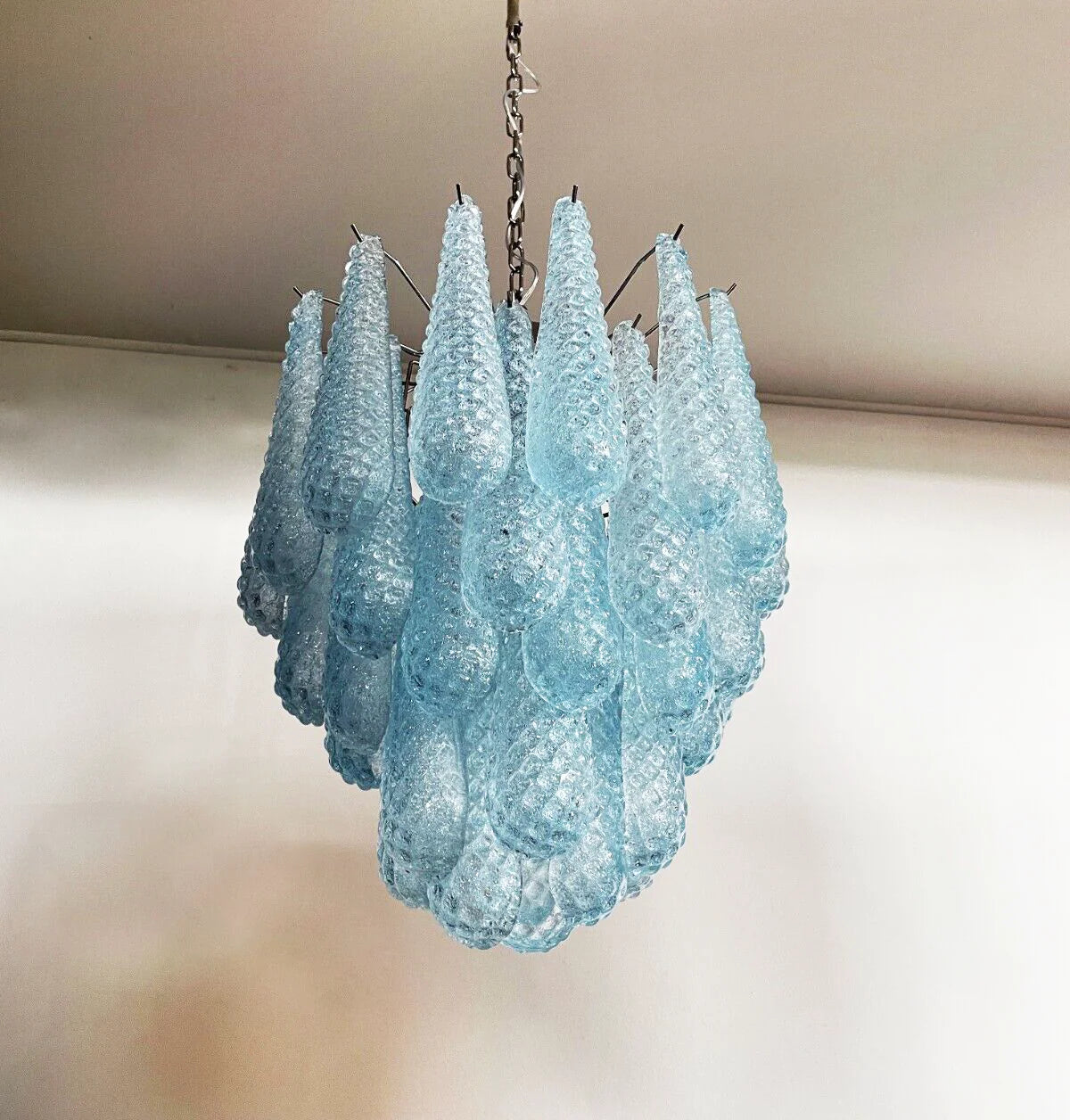 Vintage Murano Blue Glass Petals Chandelier - Nuvé