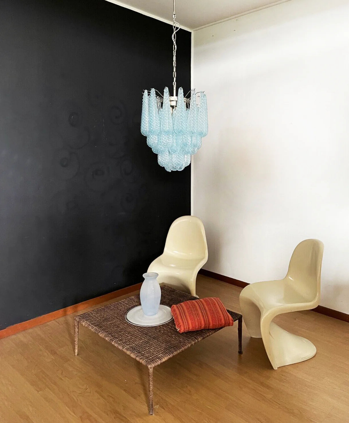 Vintage Murano Blue Glass Petals Chandelier - Nuvé