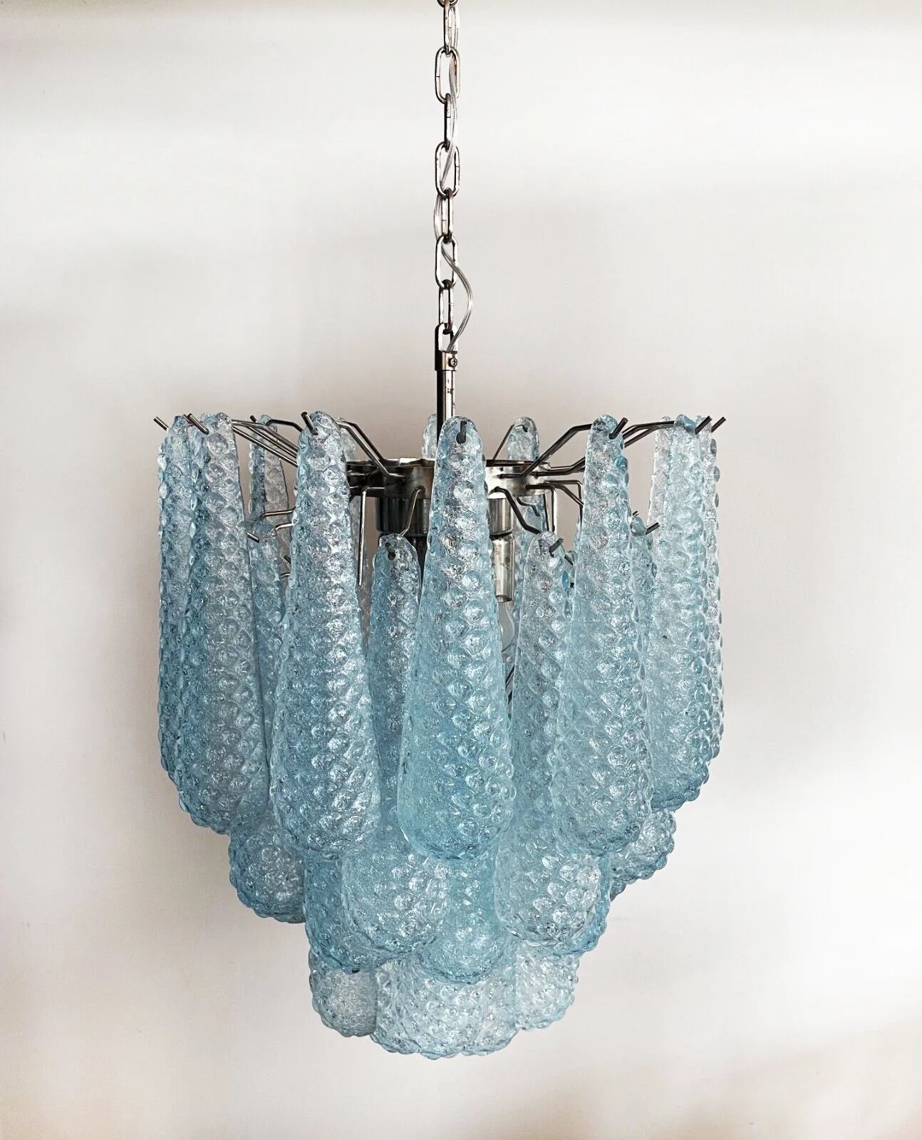 Vintage Murano Blue Glass Petals Chandelier - Nuvé