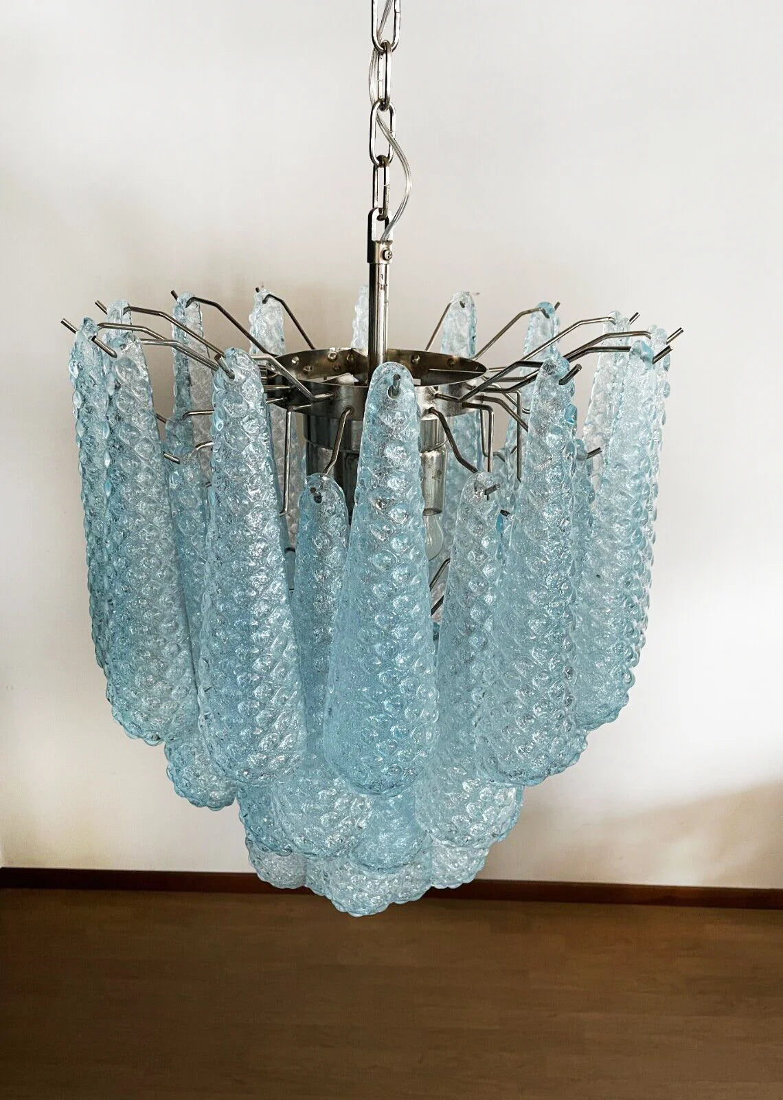 Vintage Murano Blue Glass Petals Chandelier - Nuvé