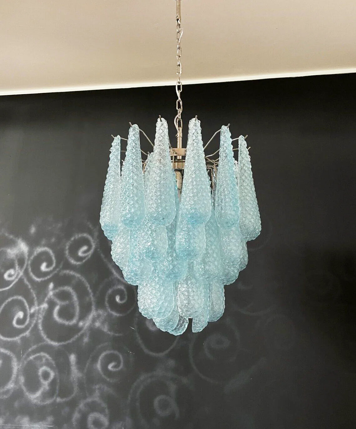 Vintage Murano Blue Glass Petals Chandelier - Nuvé