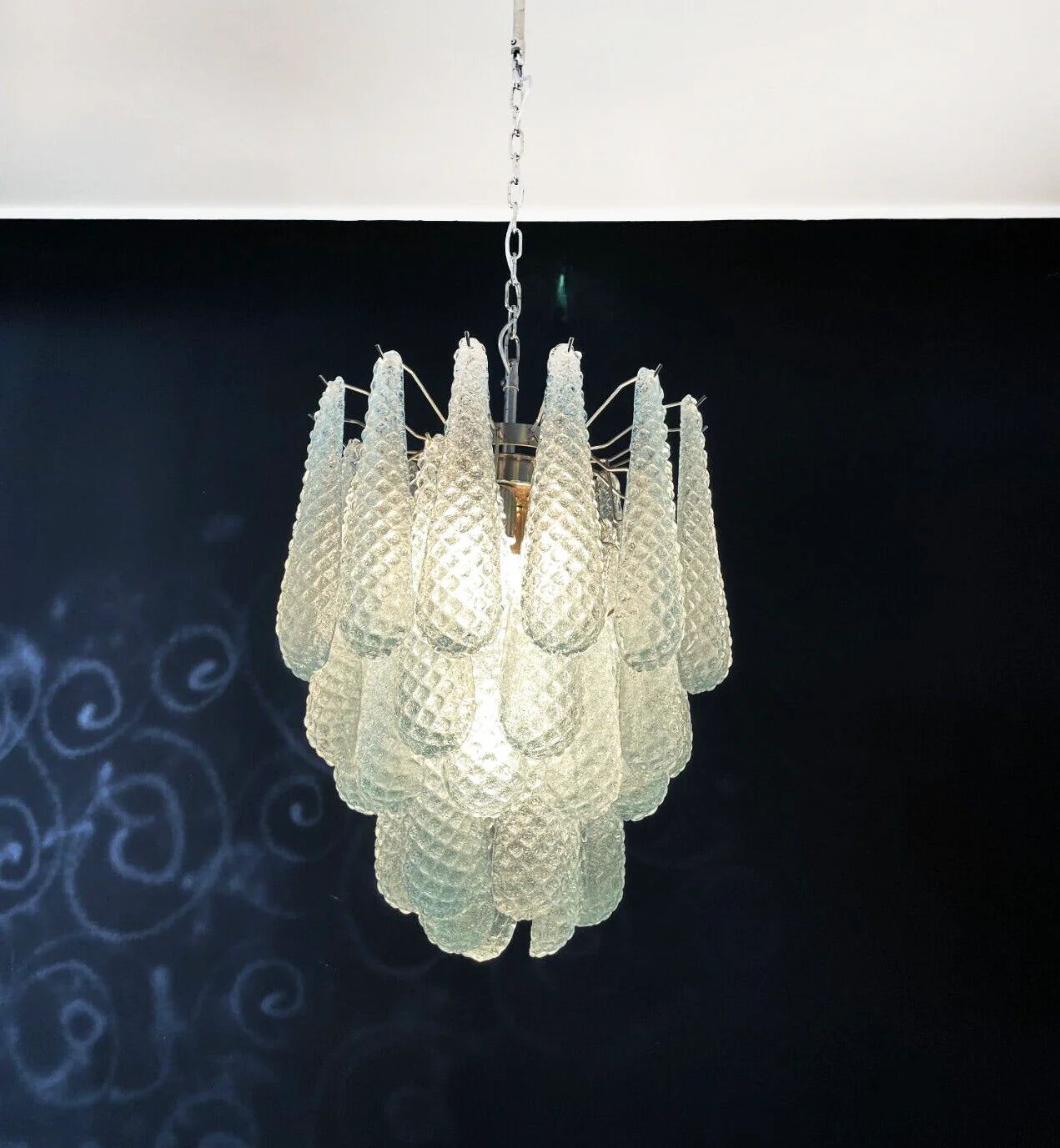 Vintage Murano Blue Glass Petals Chandelier - Nuvé