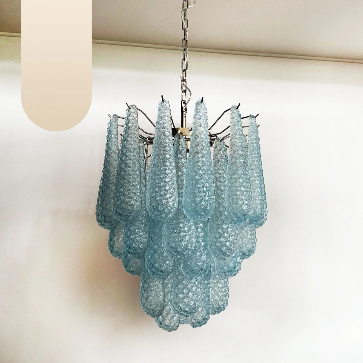 Vintage Murano Blue Glass Petals Chandelier - Nuvé
