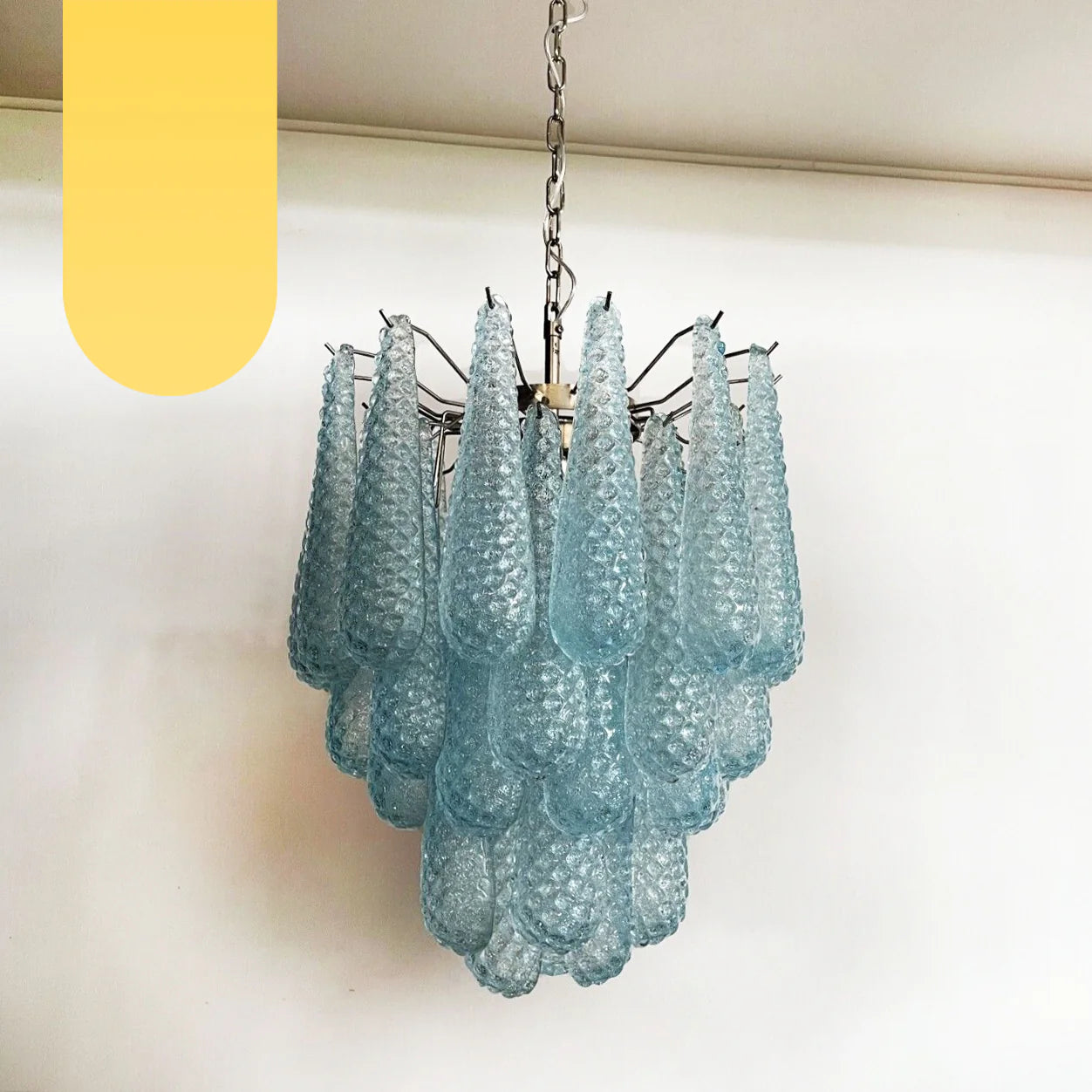 Vintage Murano Blue Glass Petals Chandelier - Nuvé