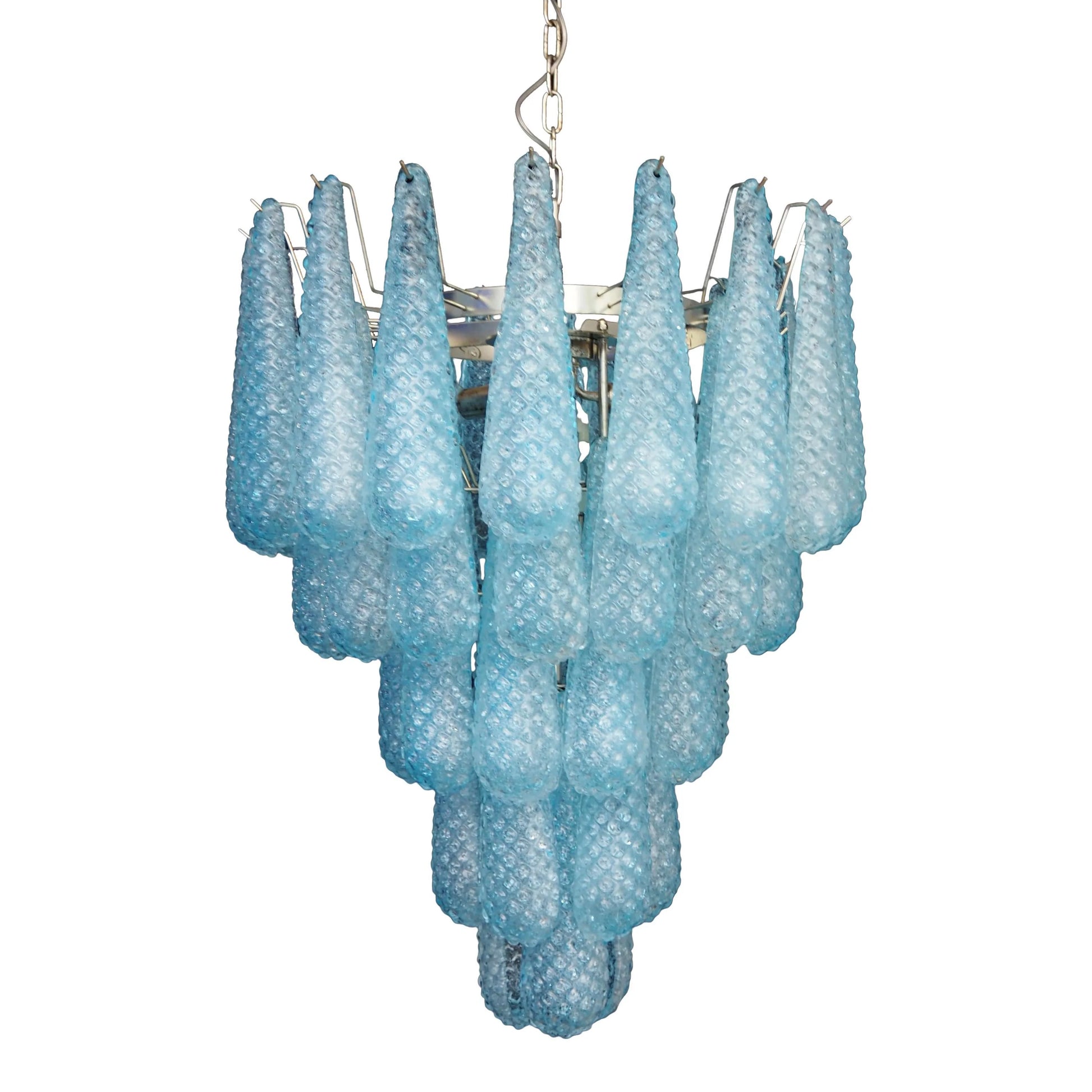 Vintage Murano Blue Petals Drop Glass Chandelier - Nuvé