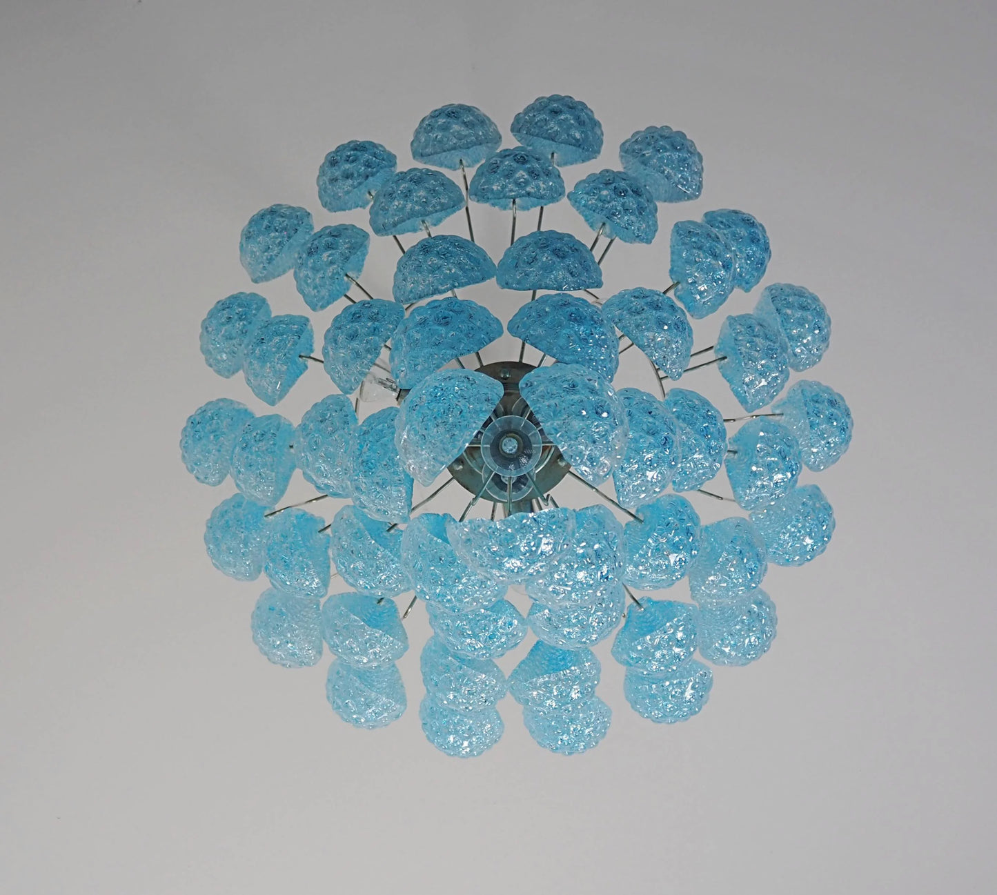 Vintage Murano Blue Petals Drop Glass Chandelier - Nuvé