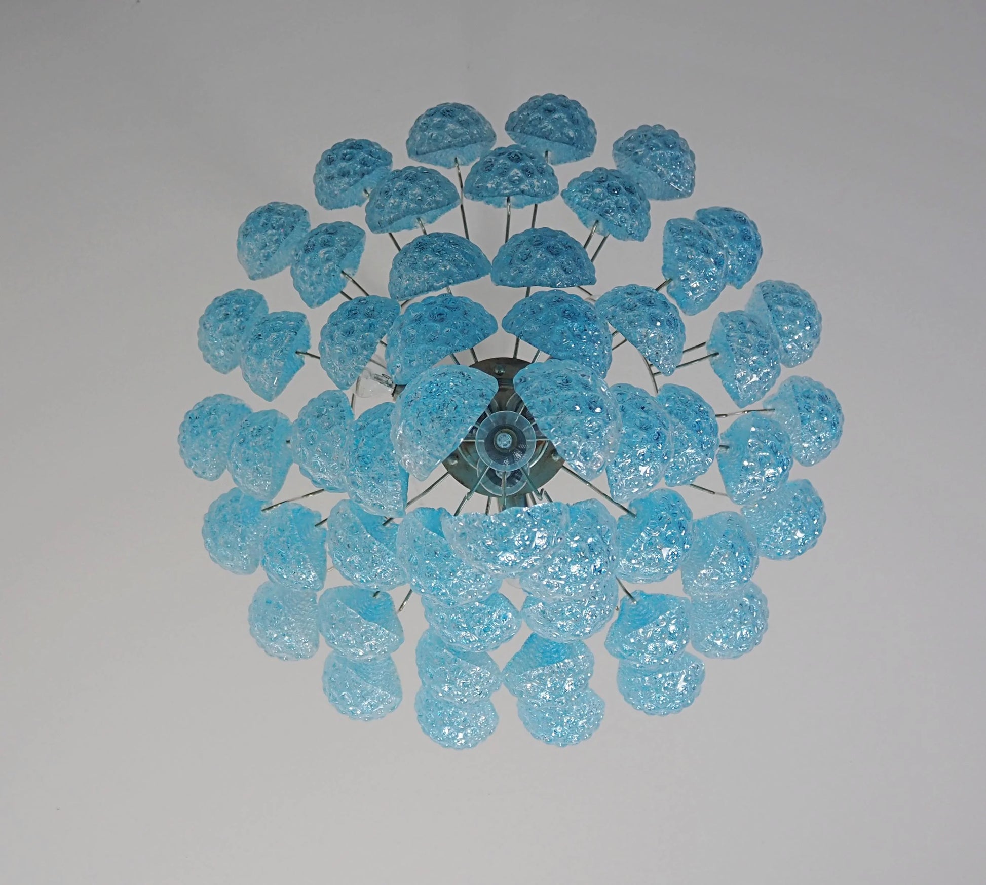 Vintage Murano Blue Petals Drop Glass Chandelier - Nuvé
