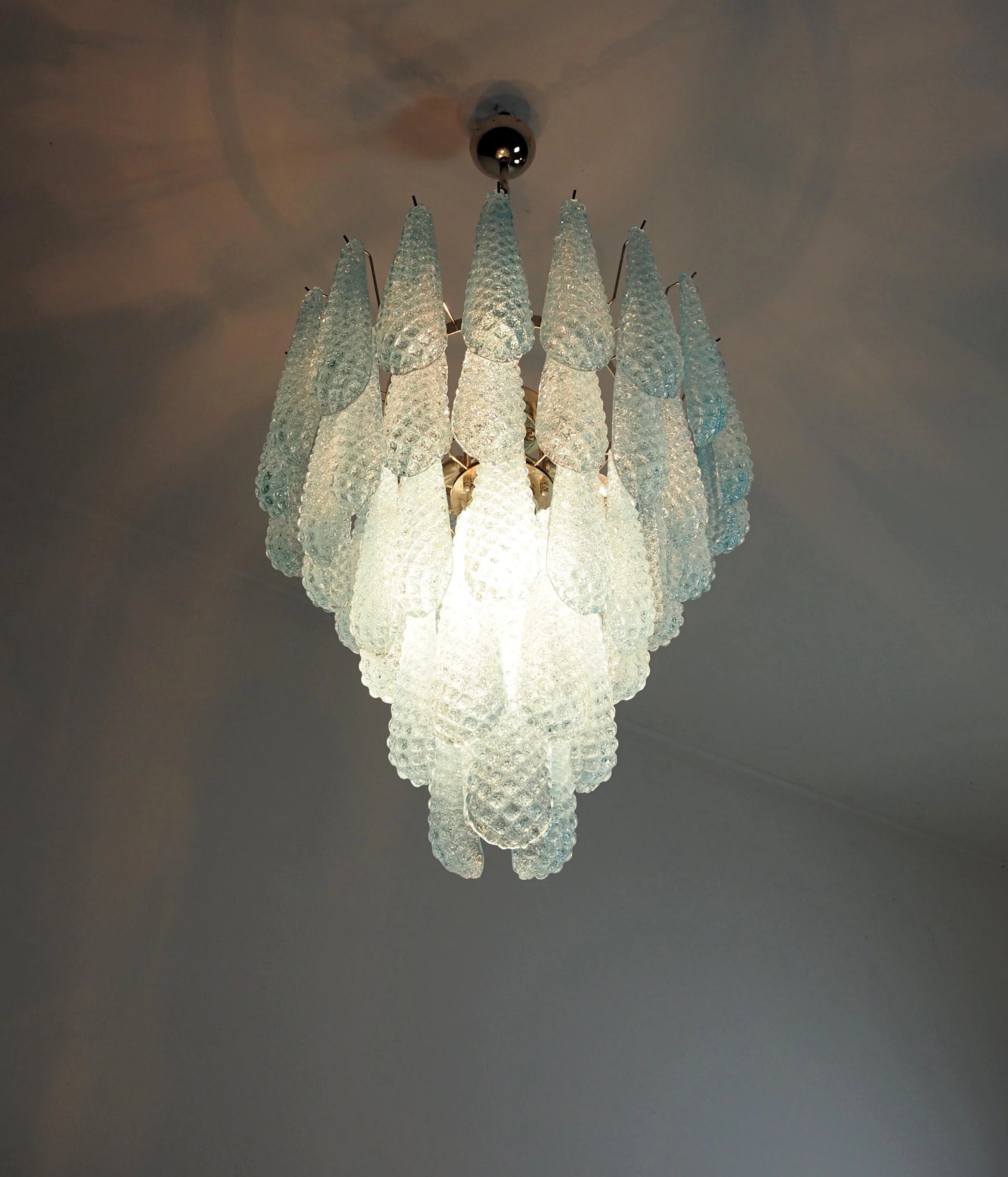 Vintage Murano Blue Petals Drop Glass Chandelier - Nuvé