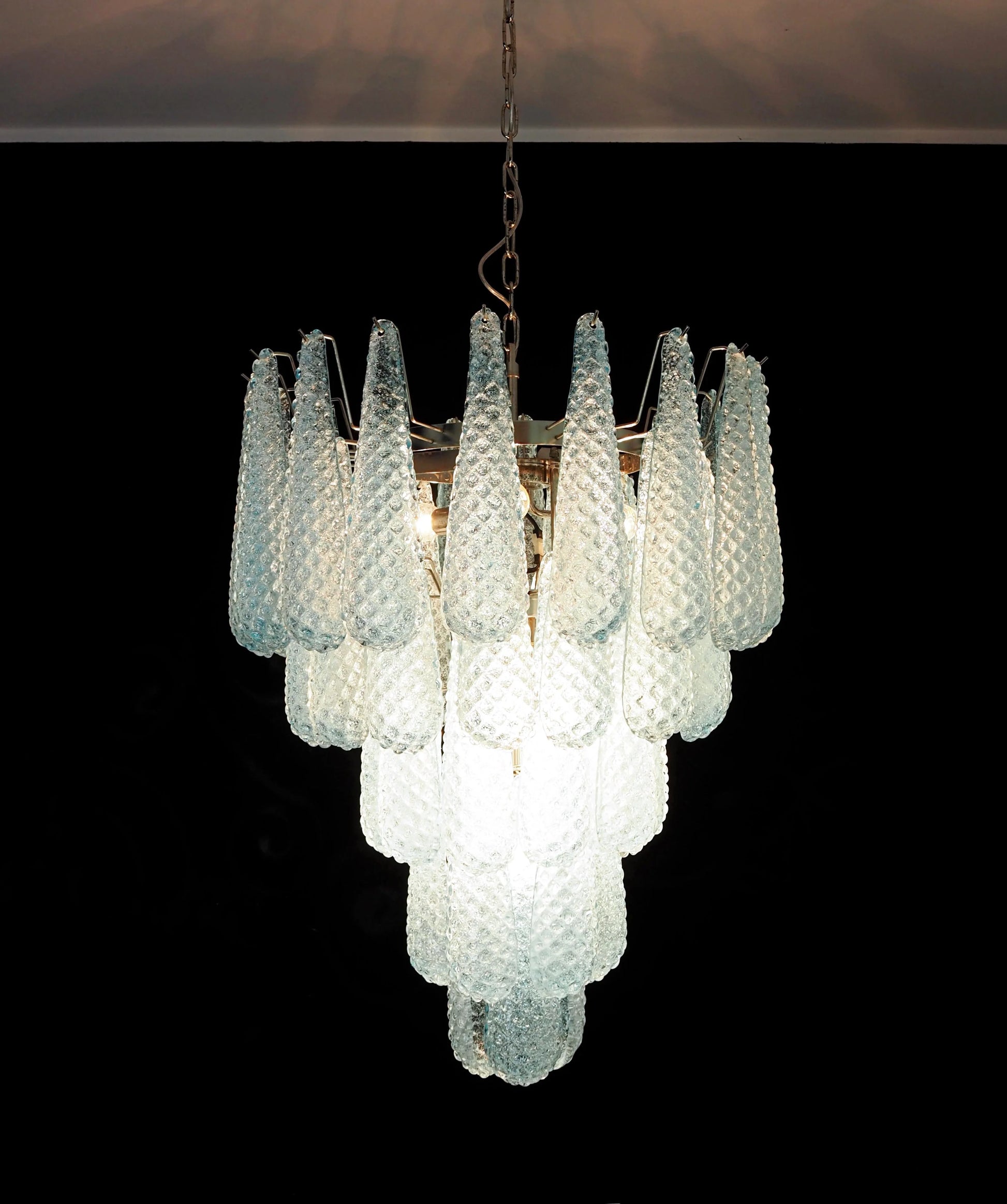 Vintage Murano Blue Petals Drop Glass Chandelier - Nuvé