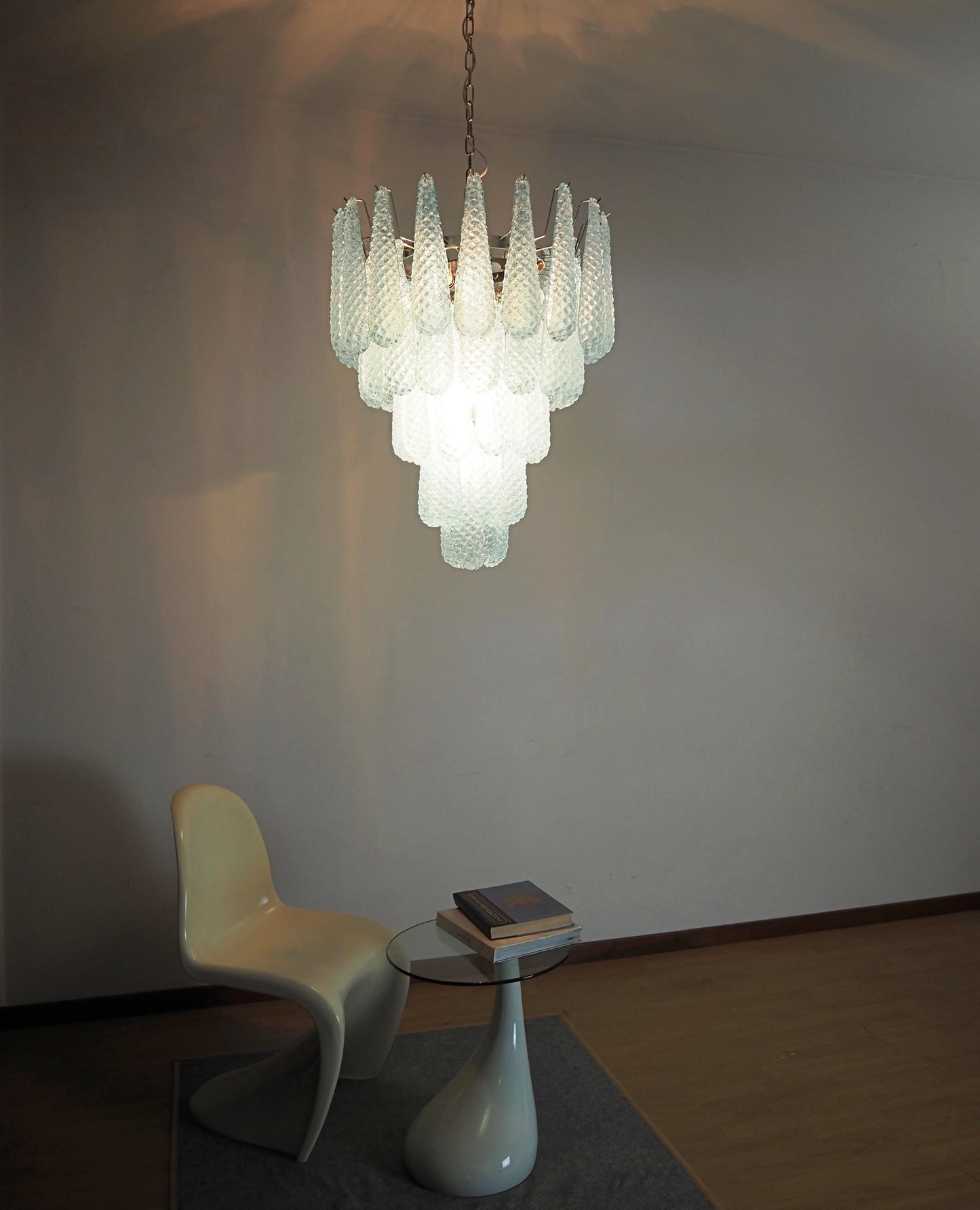 Vintage Murano Blue Petals Drop Glass Chandelier - Nuvé