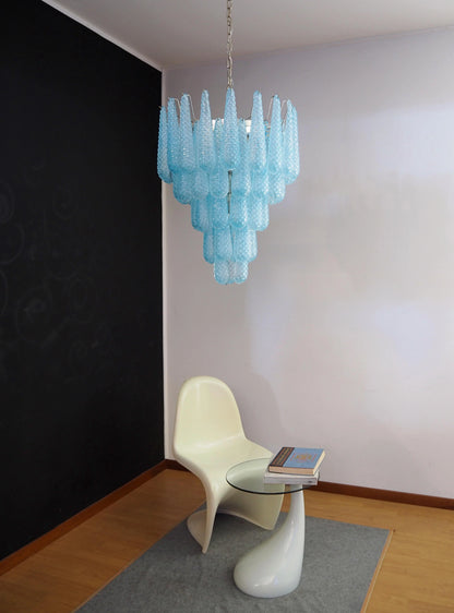 Vintage Murano Blue Petals Drop Glass Chandelier