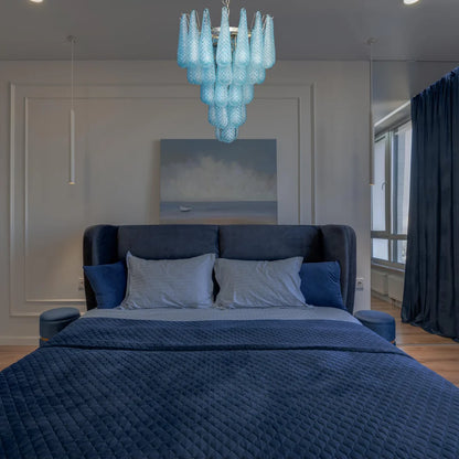 Vintage Murano Blue Petals Drop Glass Chandelier - Nuvé