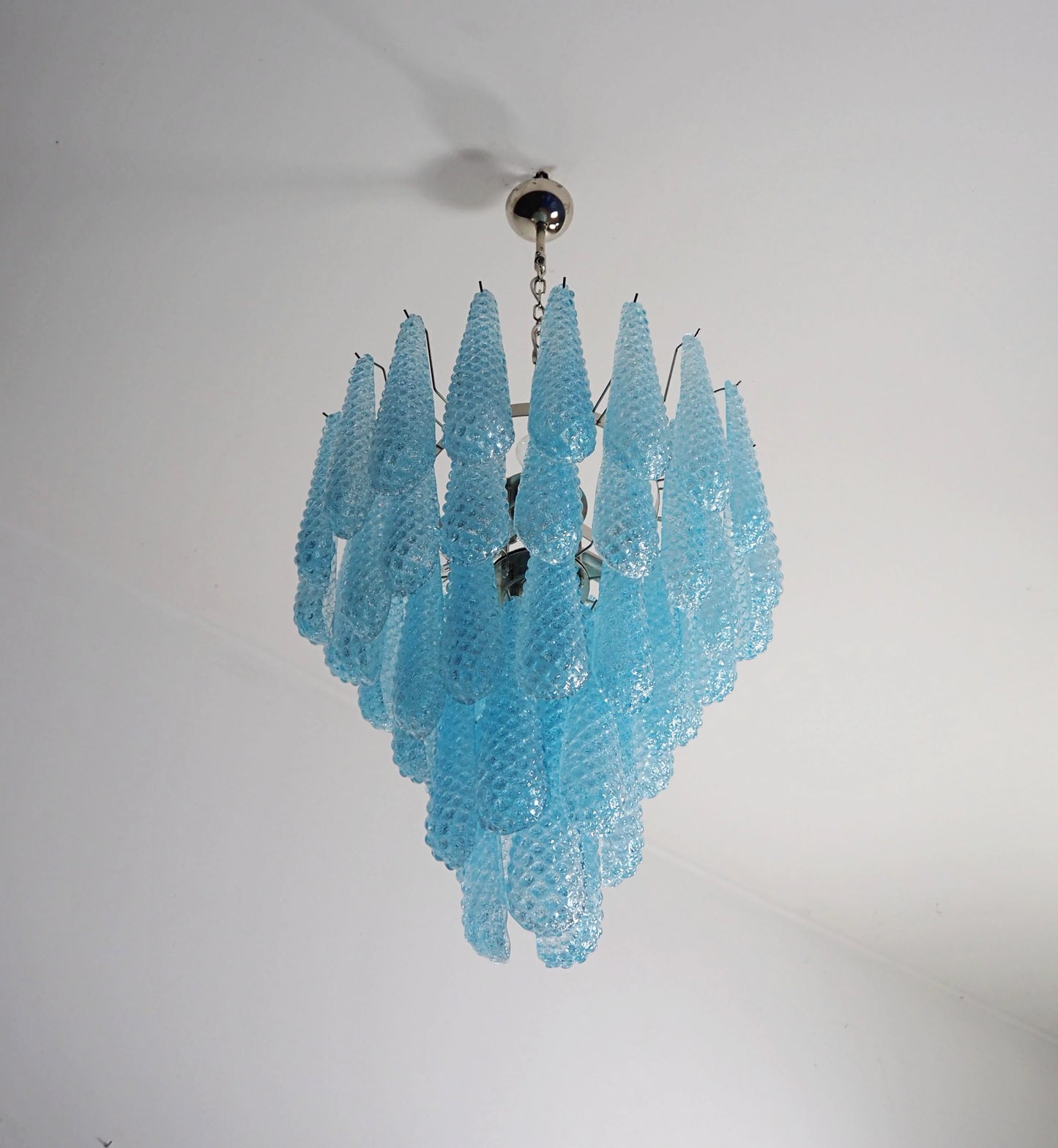 Vintage Murano Blue Petals Drop Glass Chandelier - Nuvé