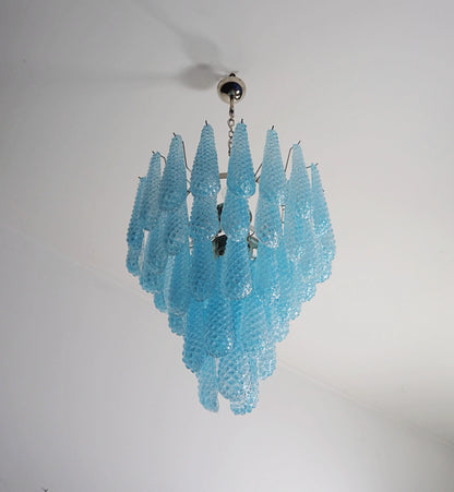 Vintage Murano Blue Petals Drop Glass Chandelier - Nuvé