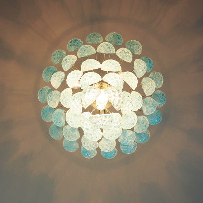Vintage Murano Blue Petals Drop Glass Chandelier - Nuvé