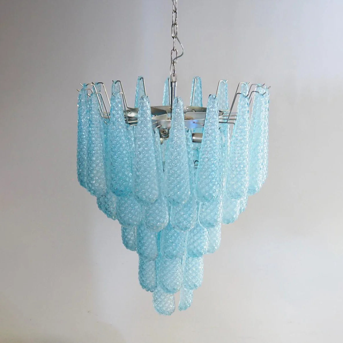 Vintage Murano Blue Petals Drop Glass Chandelier - Nuvé