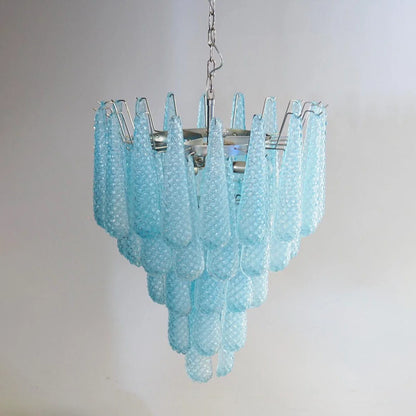 Vintage Murano Blue Petals Drop Glass Chandelier - Nuvé