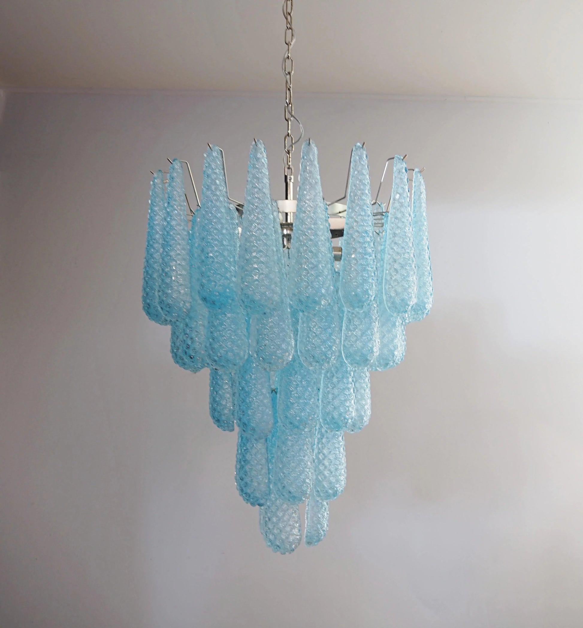 Vintage Murano Blue Petals Drop Glass Chandelier - Nuvé