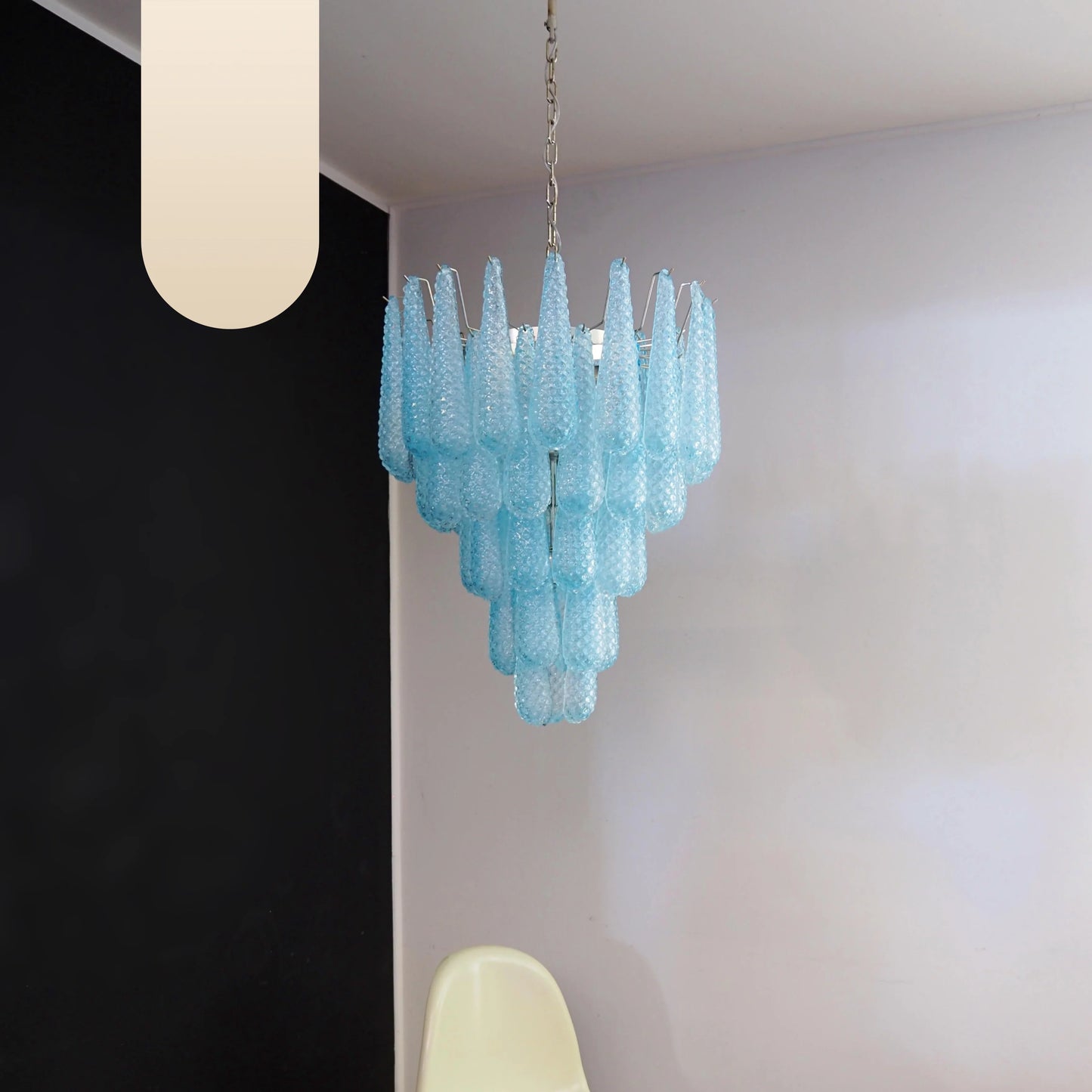 Vintage Murano Blue Petals Drop Glass Chandelier - Nuvé
