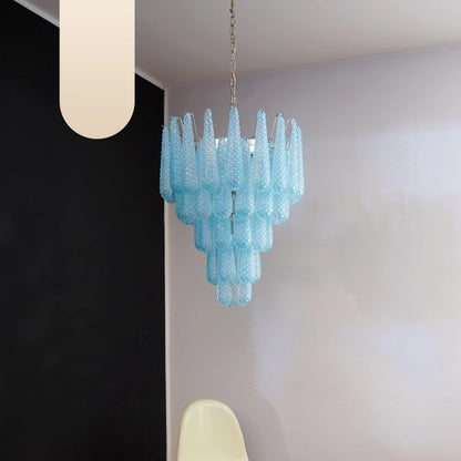 Vintage Murano Blue Petals Drop Glass Chandelier - Nuvé