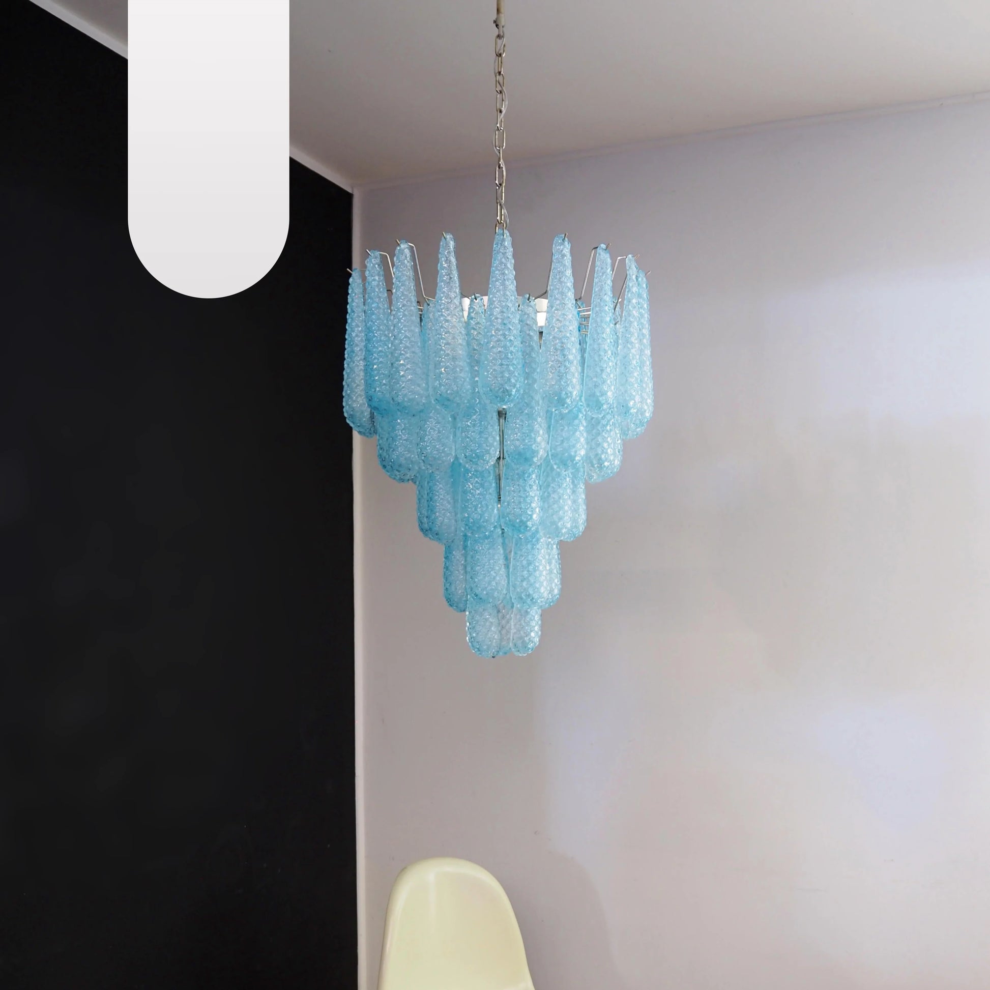Vintage Murano Blue Petals Drop Glass Chandelier - Nuvé